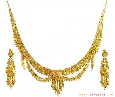 Fancy Necklace Set 22k Gold  ( 22 Kt Gold Sets )