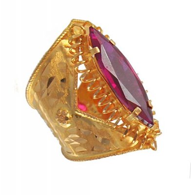 21k Gold Ring with Ruby ( Ladies Rings with Precious Stones )