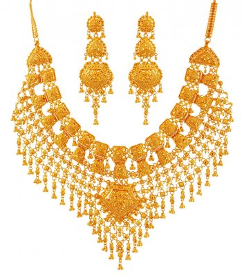 Traditional 22K Bridal Necklace Set ( Bridal Necklace Sets )