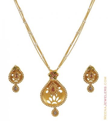 Indian Antique Pendant Set (22K) ( Antique Pendant Sets )