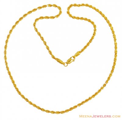 Hollow Rope Chain (18 Inches) 22K ( Plain Gold Chains )