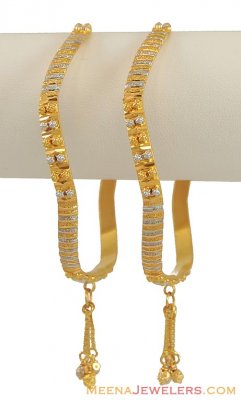 Gold 2 Tone Bangles (with Hangings) ( Gold Bangles )