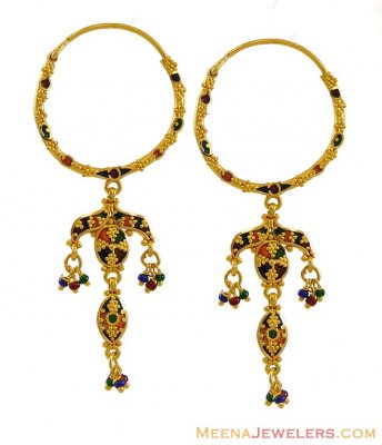 Indian Meenakari Hoops (22Kt) ( Hoop Earrings )