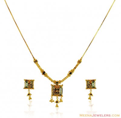 Gold Meena Necklace Set ( Light Sets )
