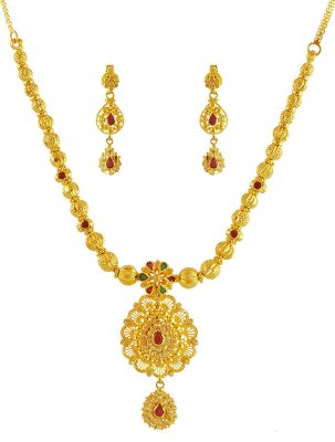 Designer 22k Gold Necklace Set ( Gold Designer Sets )