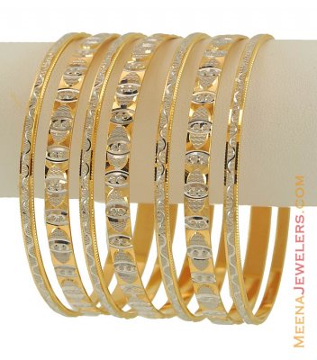 22K Two Tone Bangle Set(set of7) ( Set of Bangles )