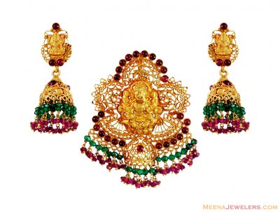 Laxmi Devi 22k Pendant Set ( Antique Pendant Sets )