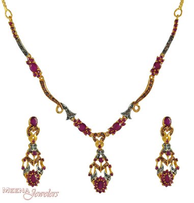 22Kt Designer Necklace Set ( Gold Designer Sets )