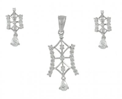 18Kt White Gold Pendant Set ( White Gold Pendant Sets )