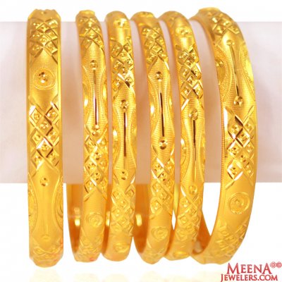 22 kt Gold Bangles Set (Set of 6) ( Set of Bangles )