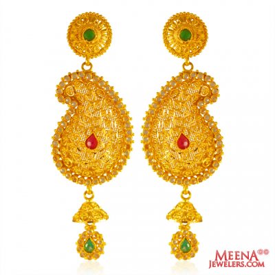 22KT Gold Filigree Earrings ( Long Earrings )