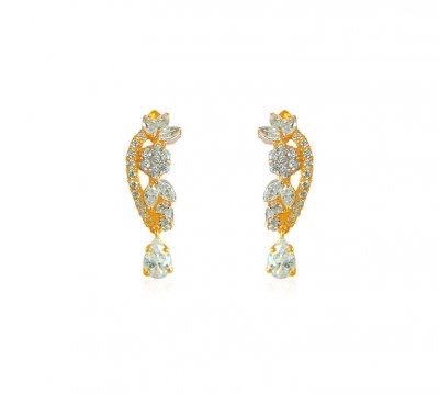 Designer 22K Gold CZ Earrings ( Clip On Earrings )