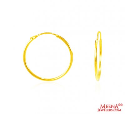 22Kt Gold Plain Hoop Earrings ( Hoop Earrings )