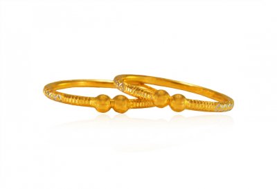 22Kt Gold Kids Bangle (2 Pcs) ( Baby Bangles )