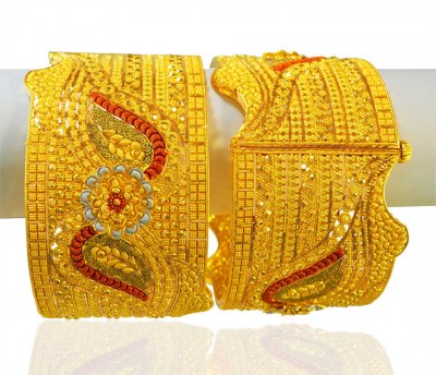 22K Gold Wide Tri Color Kada (2pcs) ( Kadas )