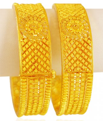 22K Gold Filigree Kada 2PCs ( Kadas )