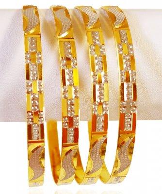 22KT Gold Rhodium Bangles (4 Pcs) ( Two Tone Bangles )