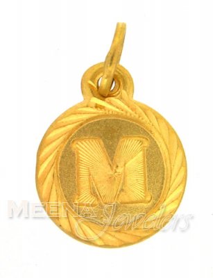 22Kt M Initial Pendant ( Initial Pendants )