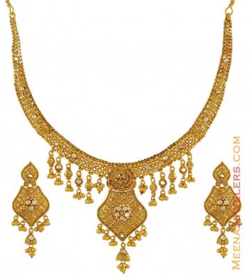 22k Polki In Antique Necklace Set ( Antique Necklace Sets )