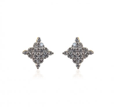 18K Gold Diamond Ladies Earrings ( Diamond Earrings )