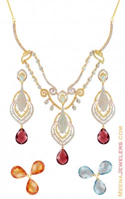 22k Changeable Stones Designer Set  ( Precious Stone Sets )