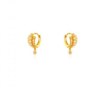 22K Gold CZ Clip On Earrings ( Clip On Earrings )