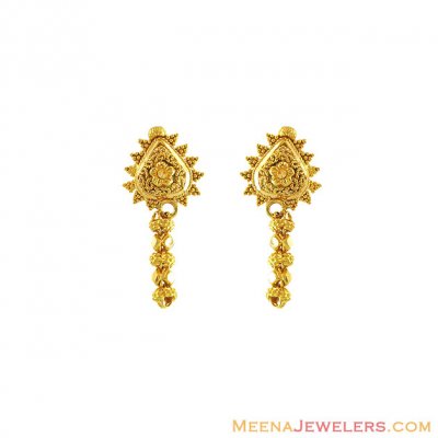 22K Traditional Filigree Earrings  ( 22Kt Gold Fancy Earrings )