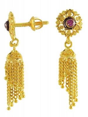 Gold Tops with Hangings ( 22Kt Gold Fancy Earrings )