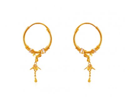 22k Gold Two Tone Hoop ( Hoop Earrings )