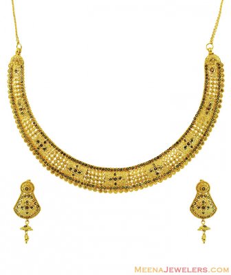 22K Elegant Meenakari Necklace Set  ( 22 Kt Gold Sets )