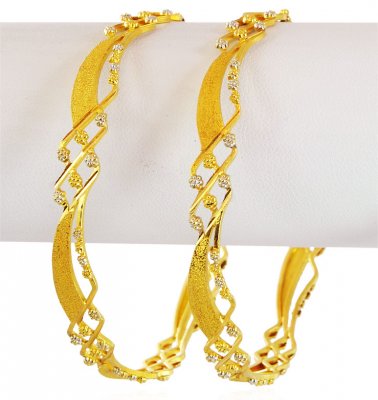 22k Two Tone Bangle (2 pc) ( Gold Bangles )