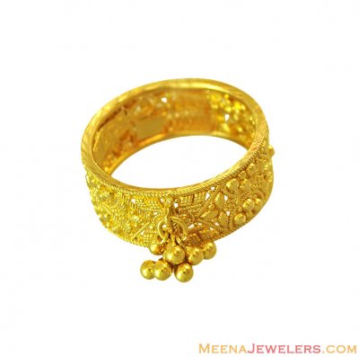 22K Fancy Filigree Ladies Wide Band ( Ladies Gold Ring )