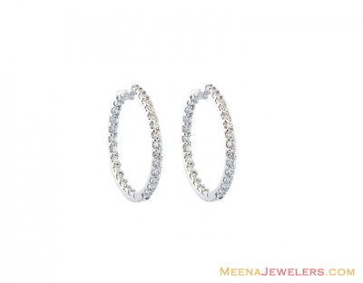 Cz Studded White Gold Hoops 18k  ( Hoop Earrings )