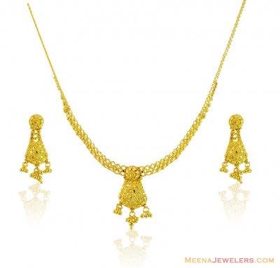 22K Light Filigree Necklace Set ( Light Sets )