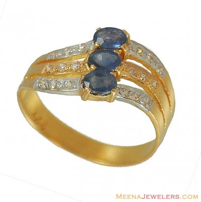 Gold Ring with Sapphire ( Ladies Rings with Precious Stones )