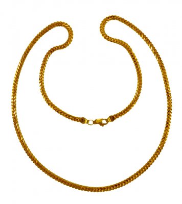 22 Karat Gold Fox Tail Chain  ( Men`s Gold Chains )