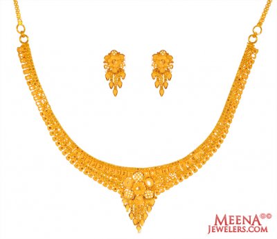 22 Karat Gold Necklace Earring Set ( 22 Kt Gold Sets )