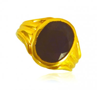 22k Gold Blue Saphire Ring  ( Ladies Rings with Precious Stones )