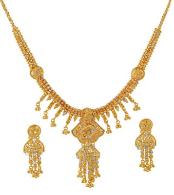 22Kt TwoTone Necklace Set ( 22 Kt Gold Sets )