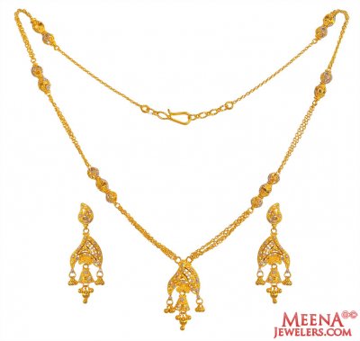 22k Gold Necklace And Earring Set ( Light Sets )