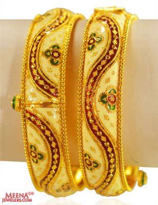 22k Gold Meenakari Kadas 2pc ( Kadas )