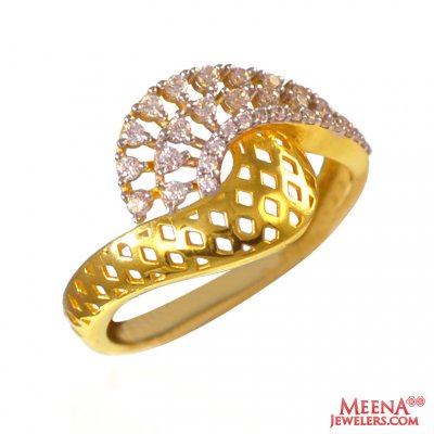 22Kt Gold and CZ Designer Ring ( Ladies Signity Rings )