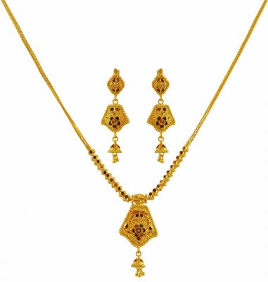 22K Gold Reversible Necklace Set ( Light Sets )