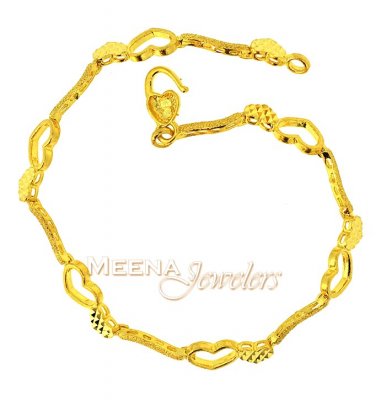 Gold Bracelet with Heart Shapes ( Ladies Bracelets )