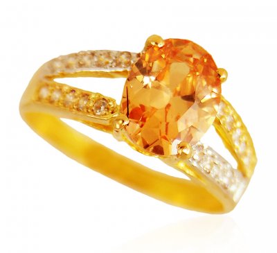 22Kt Gold Topaz Ring ( Ladies Rings with Precious Stones )