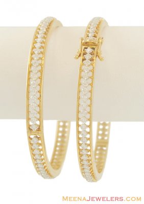 Yellow Gold Fancy Diamond Bangles(2 pcs) ( Diamond Bangles )