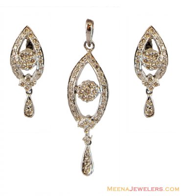 18k Diamond pendant Set(White Gold) ( Diamond Pendant Sets )