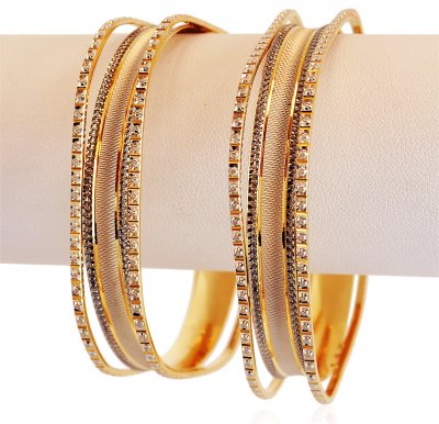 22k Rhodium Square Bangles  ( Two Tone Bangles )