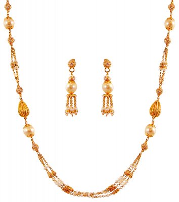 22K Gold Designer Necklace Set ( Gold Designer Sets )