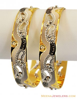 22K Designer Black Rhodium Bangles  ( Two Tone Bangles )